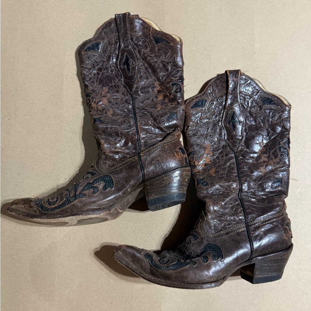 Brown & Black Corral Cowgirl Boots